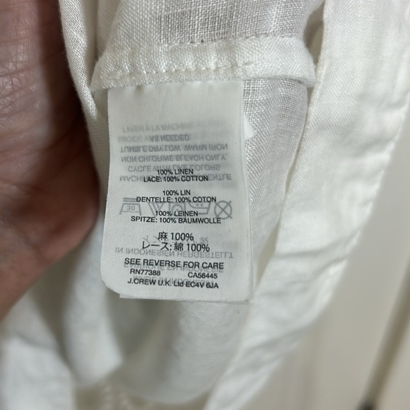 J. Crew Tunic linen cover up size small white with lace beach pool - Picture 6 of 7